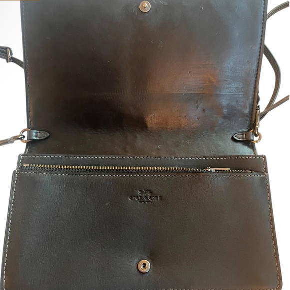 SOLD Coach Black Tea Rose Floral clutch holdover Crossbody - Picture 5 of 6